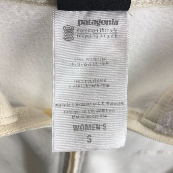 Patagonia 1/4 Zip Fleece Pullover Jacket Top Ivory White Size Small - Picture 5 of 7